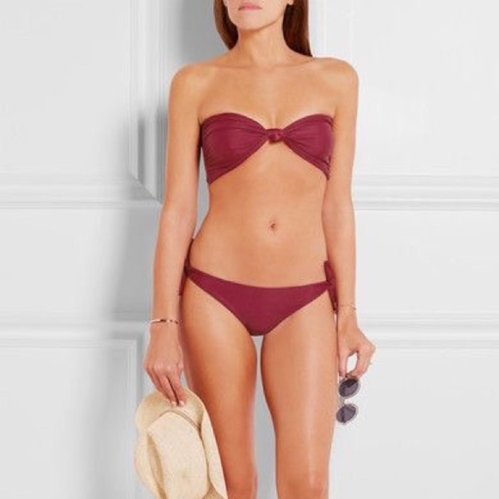 Free People Mikoh Bikini Top Magenta Pomegranate Red Knotted Carmel Basic Lined - Picture 4 of 8